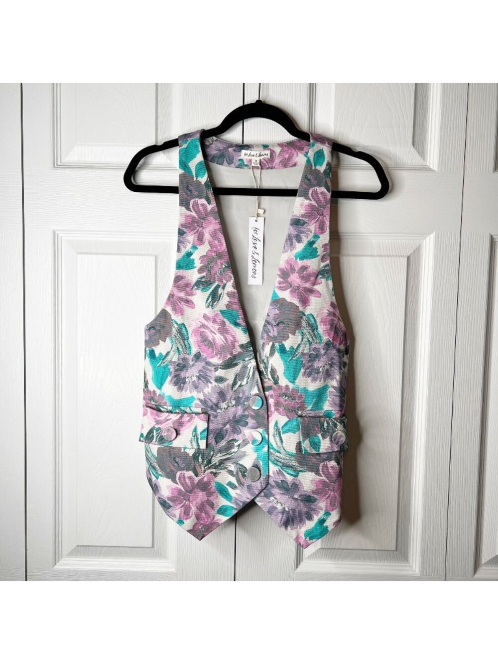 For Love & Lemons Tamara Purple Blue Floral Vest Women's Size Small S NWT